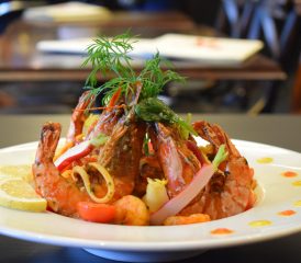 King prawn linguini, Mediterranean style